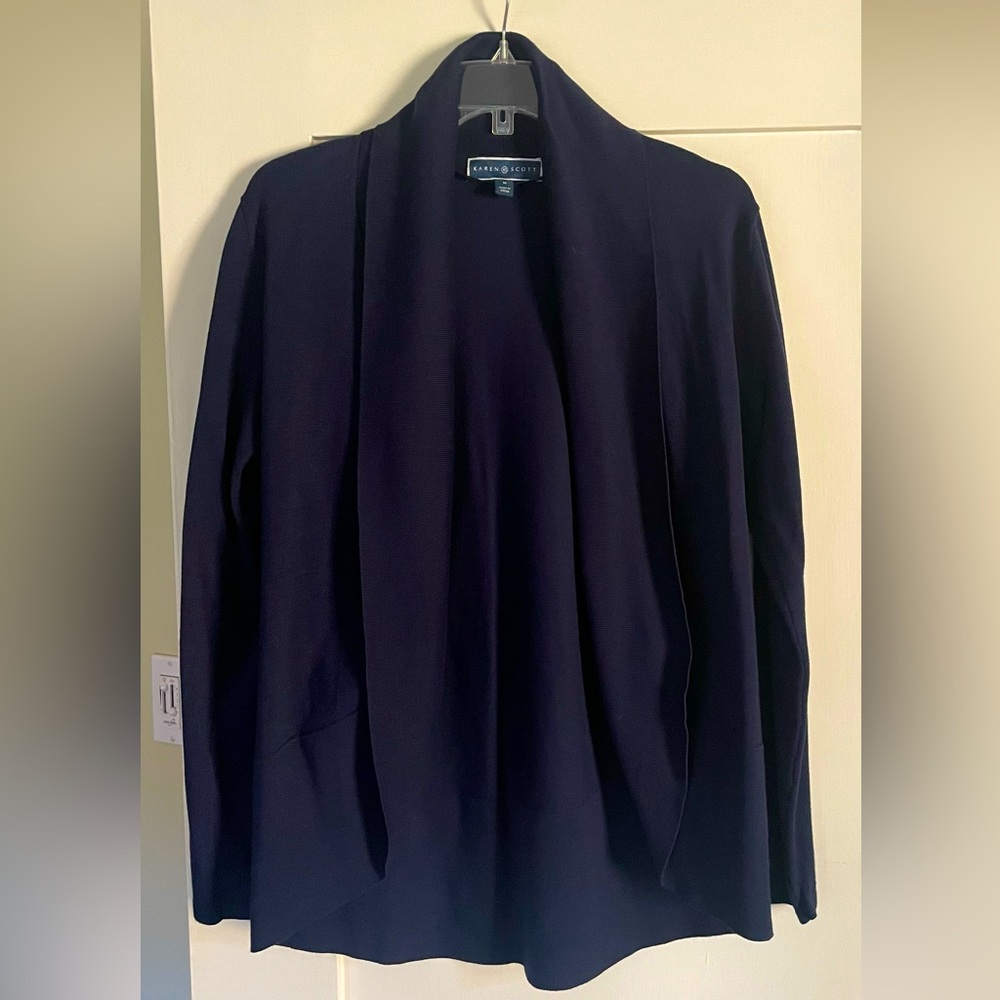 Karen Scott navy blue cardigan, size M
